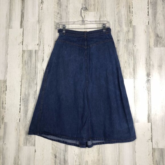 Vintage Yoke Front A-line Denim Skirt - Picture 3 of 8